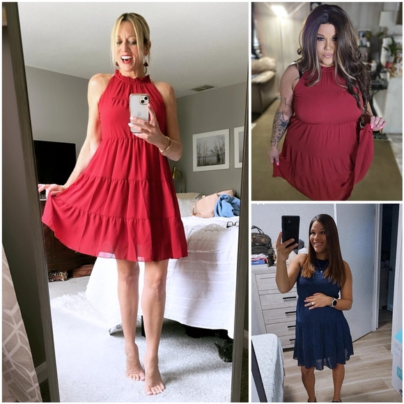 NWT Kirundo Yellow Halter Sleeveless Frilly Ruffle Tiered Mini Swing Dress M - Picture 8 of 12